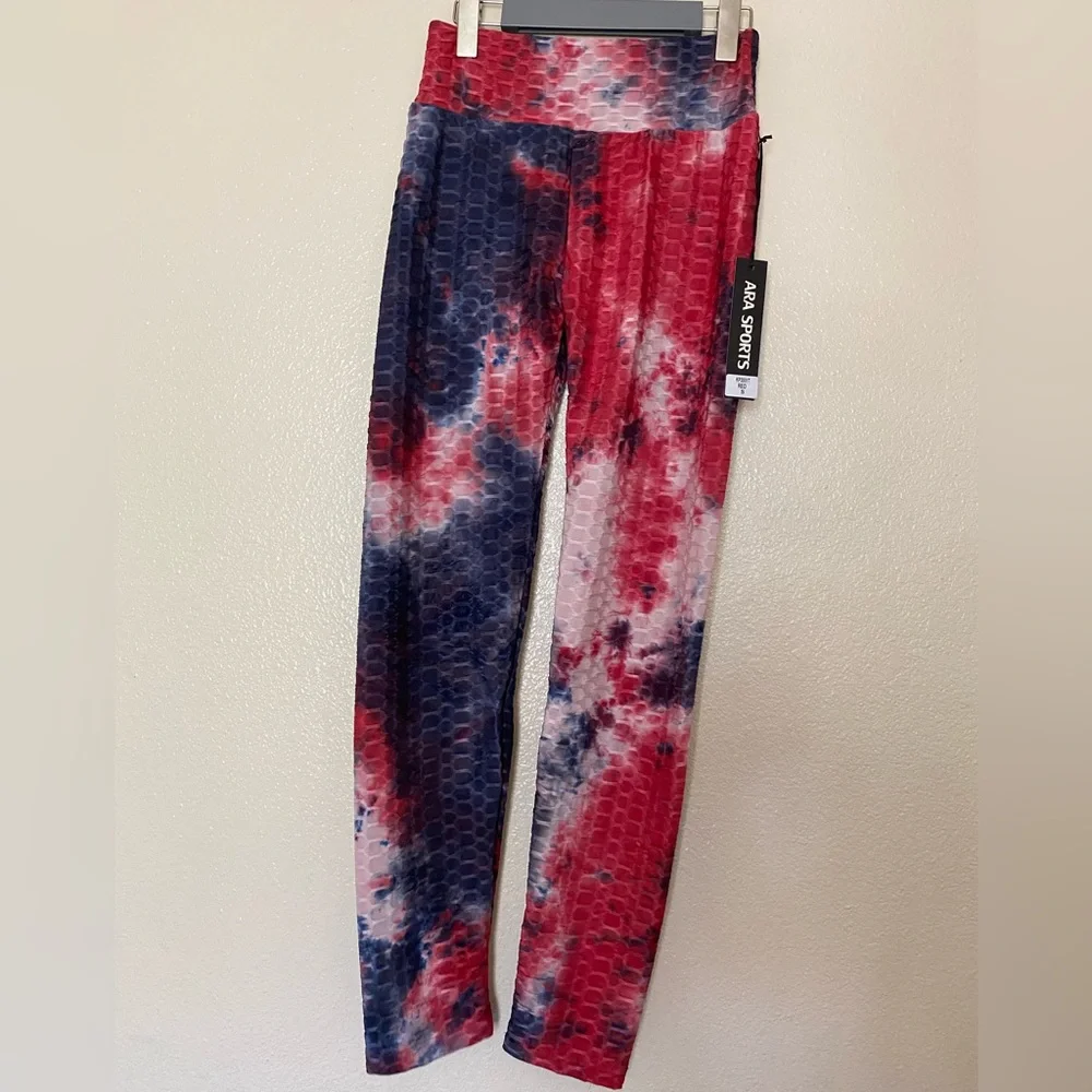Wome’s Vibrant Tie-Dye Jeggings - Red and Blue